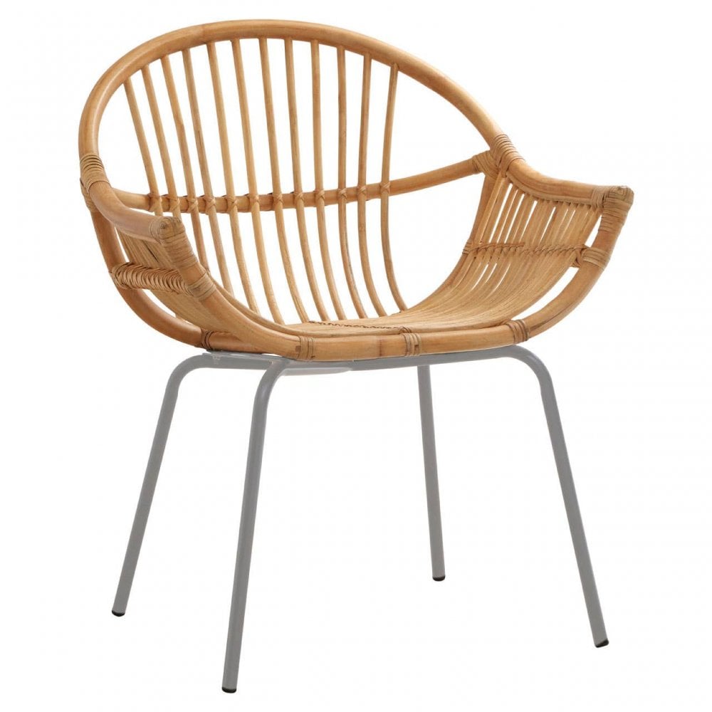 Brixton Natural Rattan Grey Metal Chair