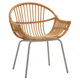 Brixton Natural Rattan Grey Metal Chair