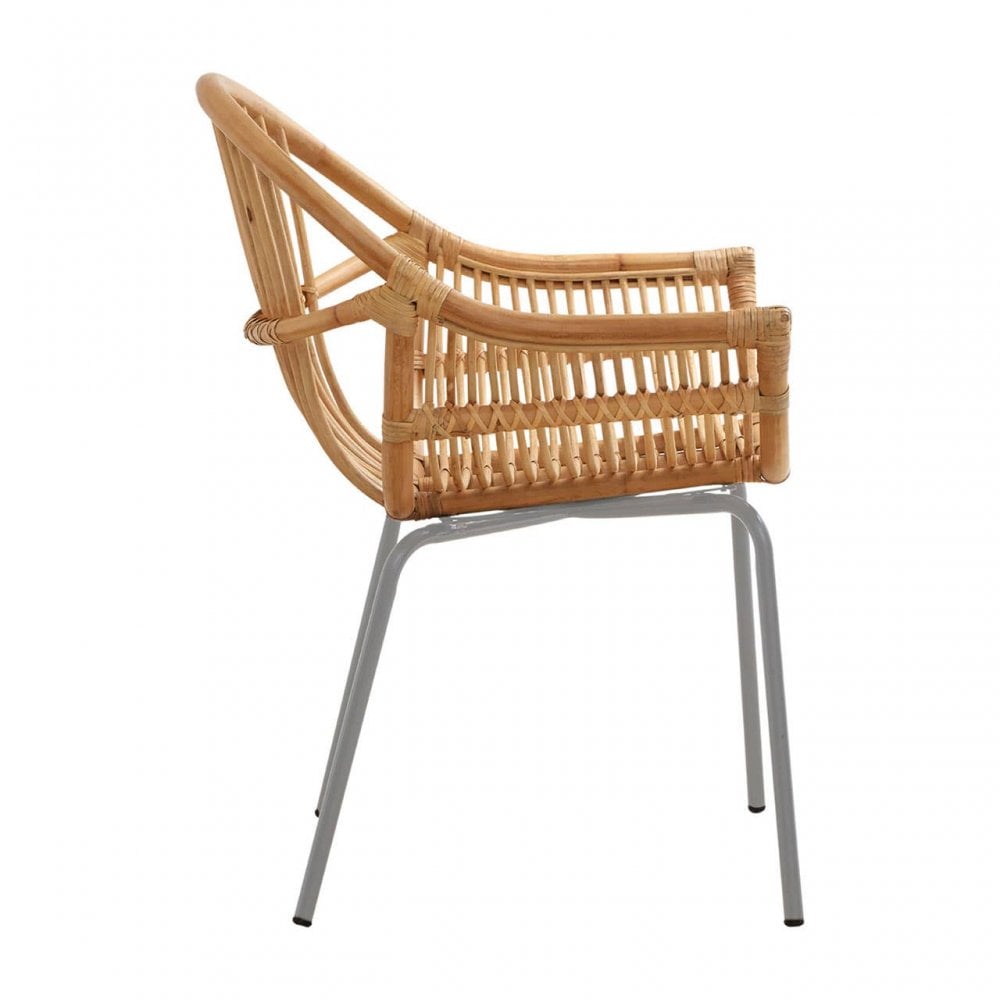 Brixton Natural Rattan Grey Metal Chair