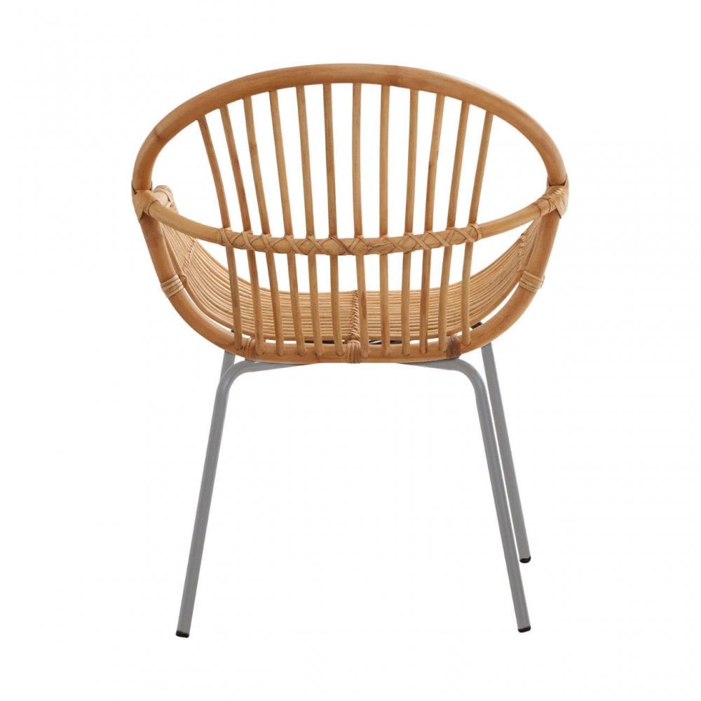 Brixton Natural Rattan Grey Metal Chair
