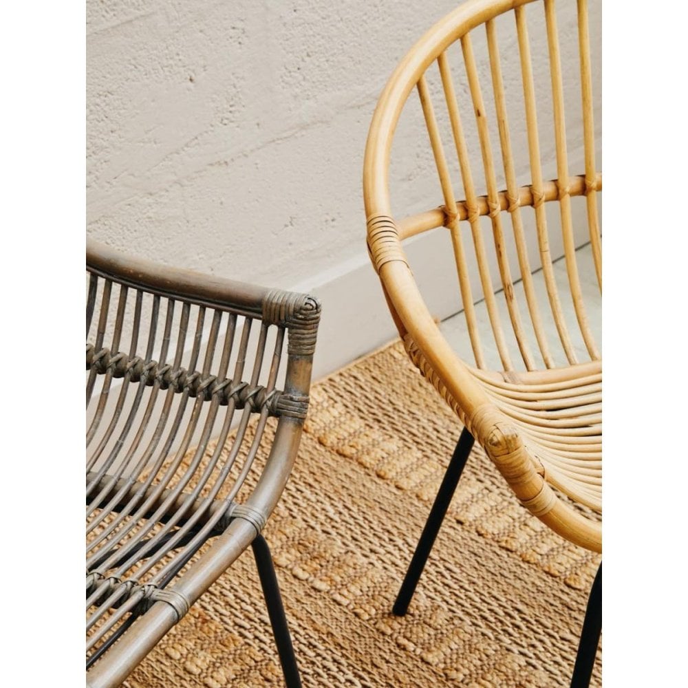 Brixton Natural Rattan Grey Metal Chair