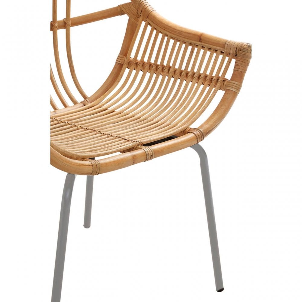 Brixton Natural Rattan Grey Metal Chair