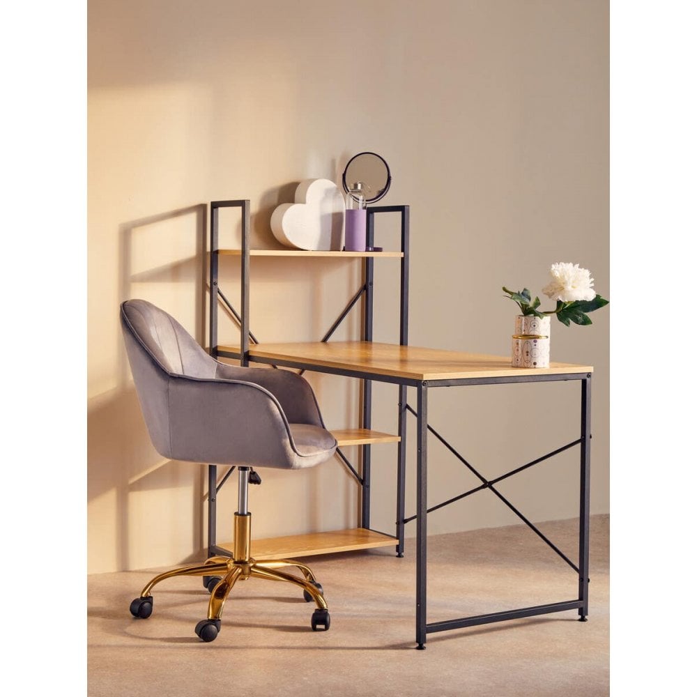 Marlow Light Yellow Desk With Shelves