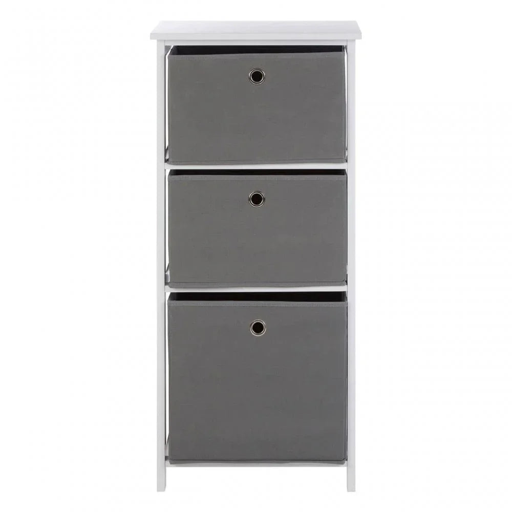 Marlow 3 Grey Fabric Drawers Cabinet