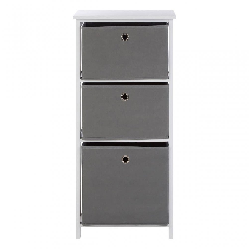 Marlow 3 Grey Fabric Drawers Cabinet