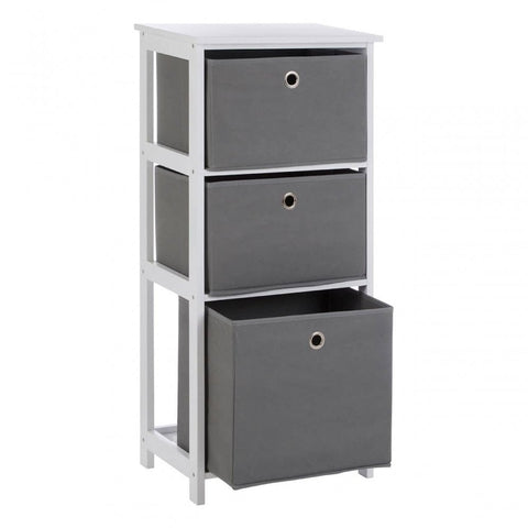 Marlow 3 Grey Fabric Drawers Cabinet