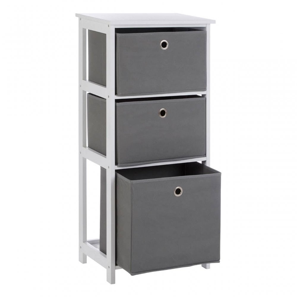 Marlow 3 Grey Fabric Drawers Cabinet