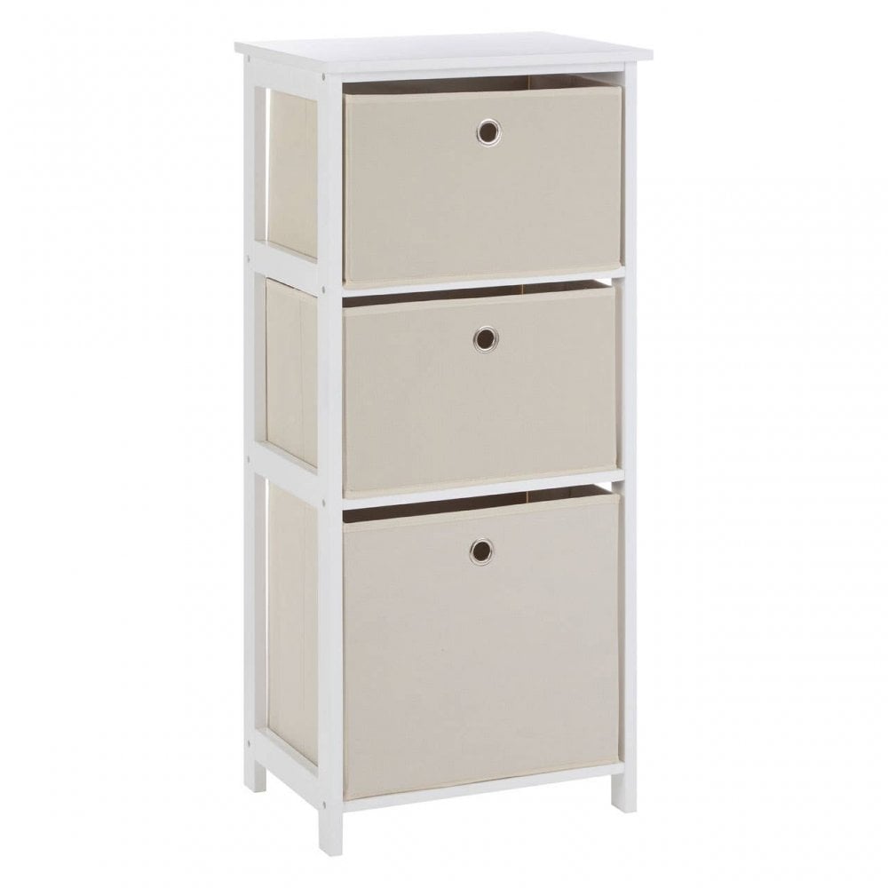 Marlow 3 Natural Fabric Drawers Cabinet