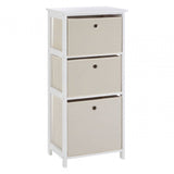 Marlow 3 Natural Fabric Drawers Cabinet