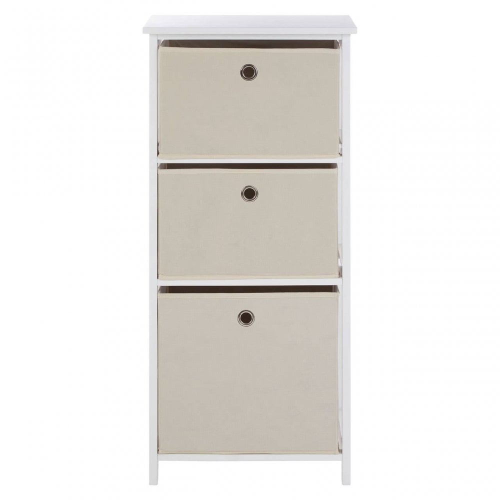 Marlow 3 Natural Fabric Drawers Cabinet