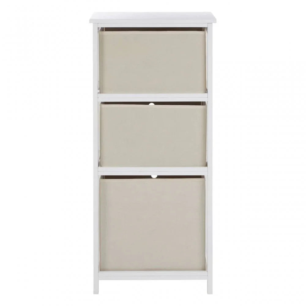 Marlow 3 Natural Fabric Drawers Cabinet