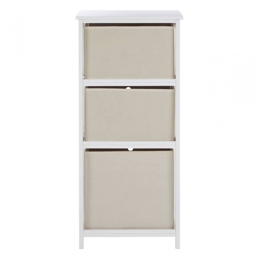 Marlow 3 Natural Fabric Drawers Cabinet