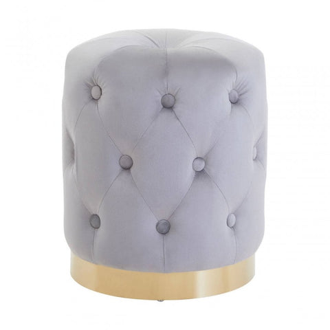 Seraphina Grey Velvet Button Tufted Stool