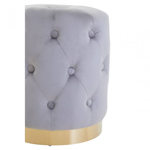 Seraphina Grey Velvet Button Tufted Stool