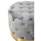 Seraphina Grey Velvet Stool With Matte Gold Finish Metal Base