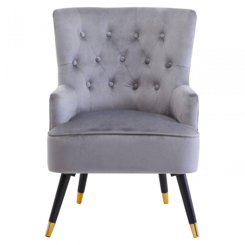 Seraphina Grey Velvet Tufted Chair