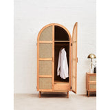 Elmwood 2 Door Natural Rattan And Oak Cabinet