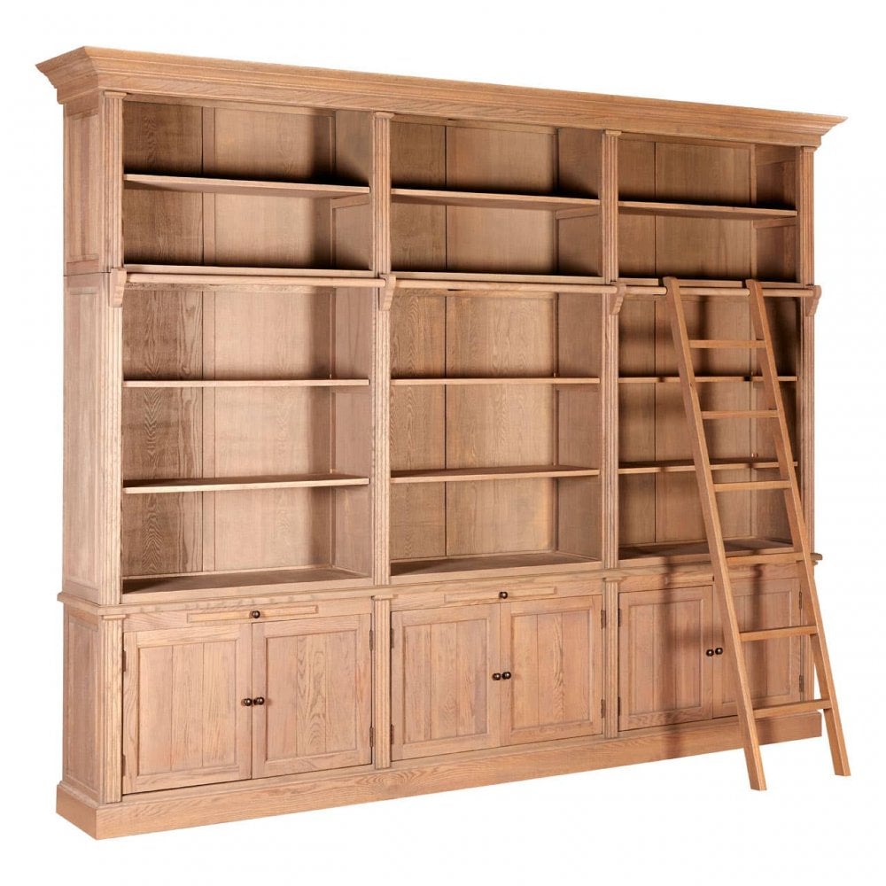 Elmwood 3 Section Bookcase With Ladder
