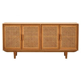 Elmwood 4 Door Natural Rattan And Oak Sideboard