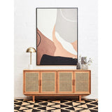 Elmwood 4 Door Natural Rattan And Oak Sideboard