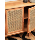 Elmwood 4 Door Natural Rattan And Oak Sideboard