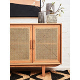 Elmwood 4 Door Natural Rattan And Oak Sideboard