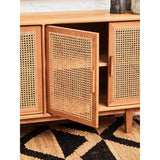 Elmwood 4 Door Natural Rattan And Oak Sideboard