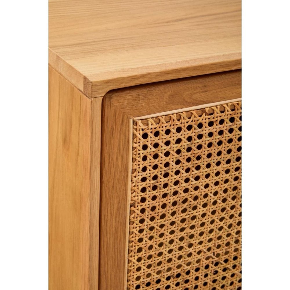 Elmwood 4 Door Natural Rattan And Oak Sideboard