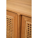 Elmwood 4 Door Natural Rattan And Oak Sideboard