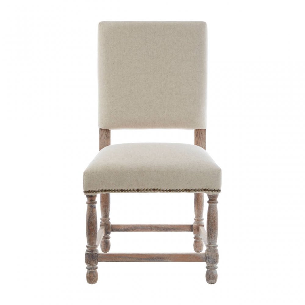 Elmwood Oak Burn Whitewash Linen Dining Chair