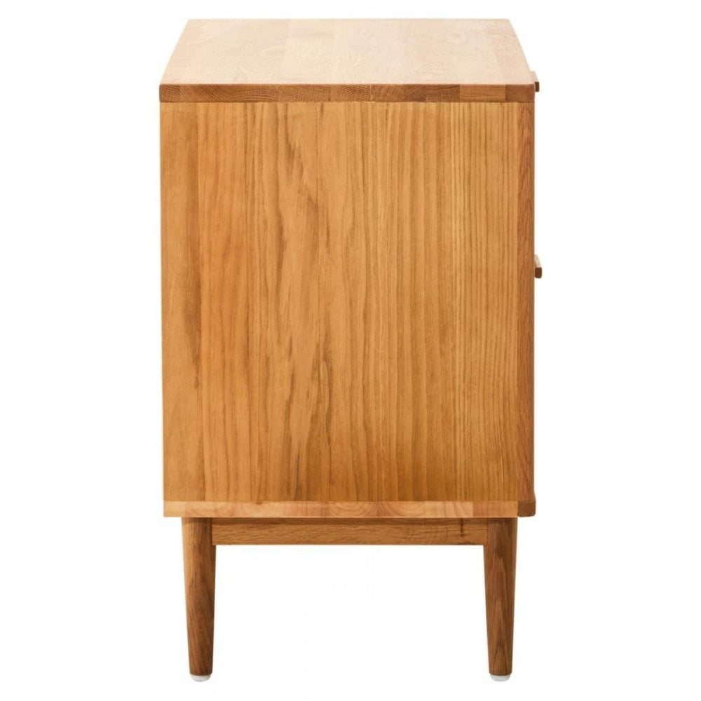 Elmwood Rattan and Oak Wood Two Drawer Chest