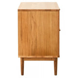 Elmwood Rattan and Oak Wood Two Drawer Chest