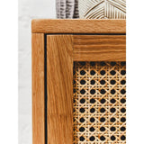 Elmwood Rattan and Oak Wood Two Drawer Chest