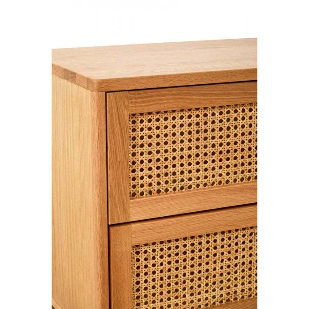 Elmwood Rattan and Oak Wood Two Drawer Chest