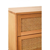Elmwood Rattan and Oak Wood Two Drawer Chest