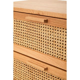 Elmwood Rattan and Oak Wood Two Drawer Chest