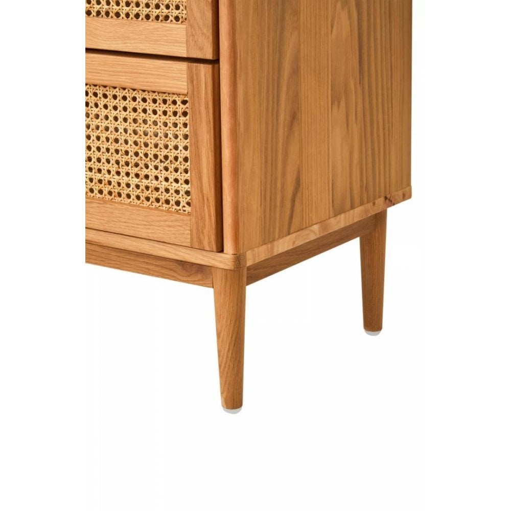 Elmwood Rattan and Oak Wood Two Drawer Chest