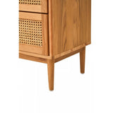 Elmwood Rattan and Oak Wood Two Drawer Chest
