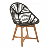 Oceana Black Natural Rattan And Teak Chair