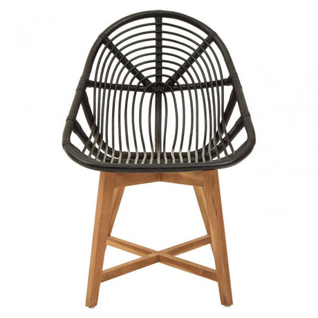 Oceana Black Natural Rattan And Teak Chair