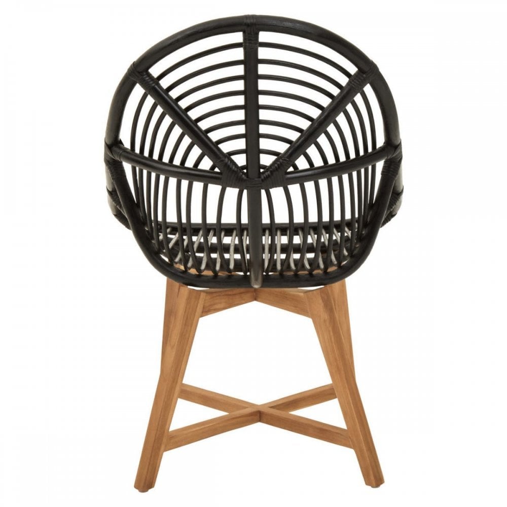 Oceana Black Natural Rattan And Teak Chair