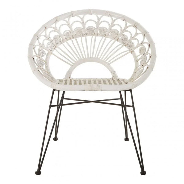 Oceana White Natural Rattan Chair