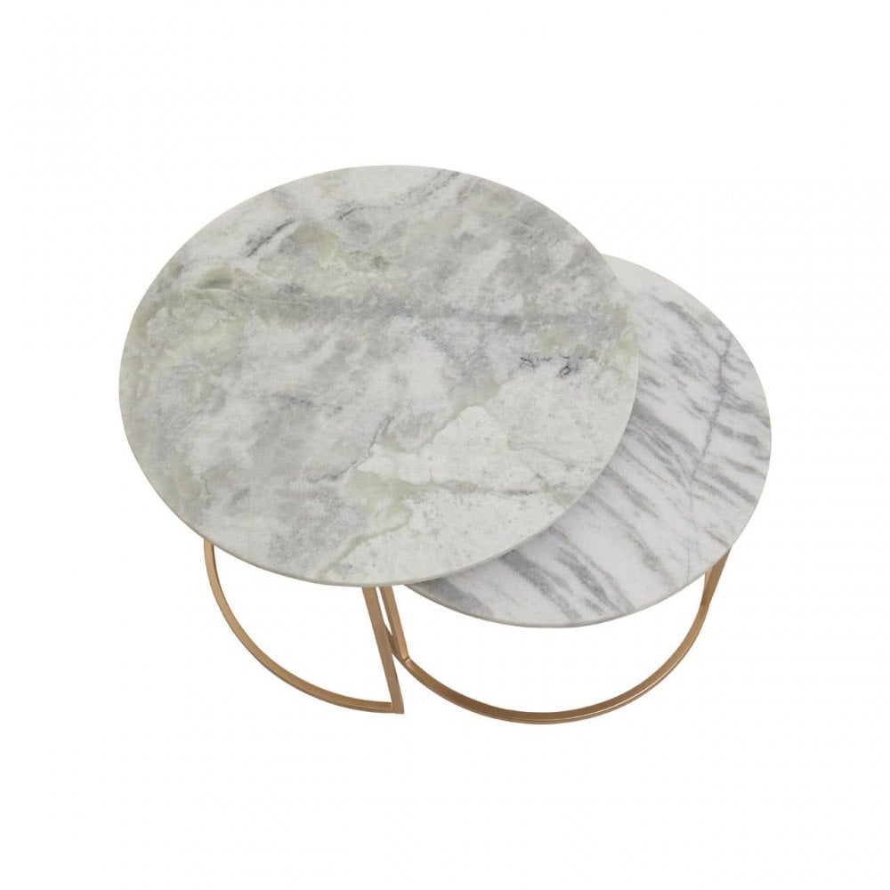 Aurelia Nest Of 2 White Marble Coffee Tables