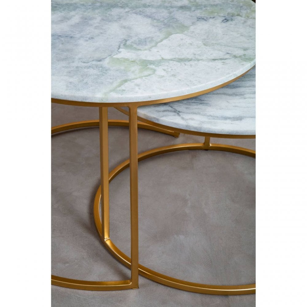 Aurelia Nest Of 2 White Marble Coffee Tables