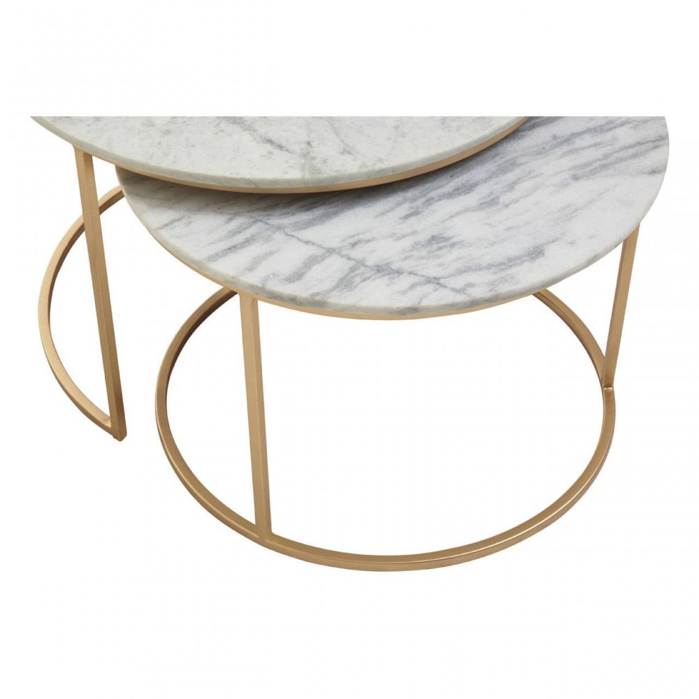 Aurelia Nest Of 2 White Marble Coffee Tables