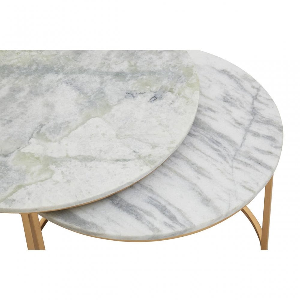 Aurelia Nest Of 2 White Marble Coffee Tables