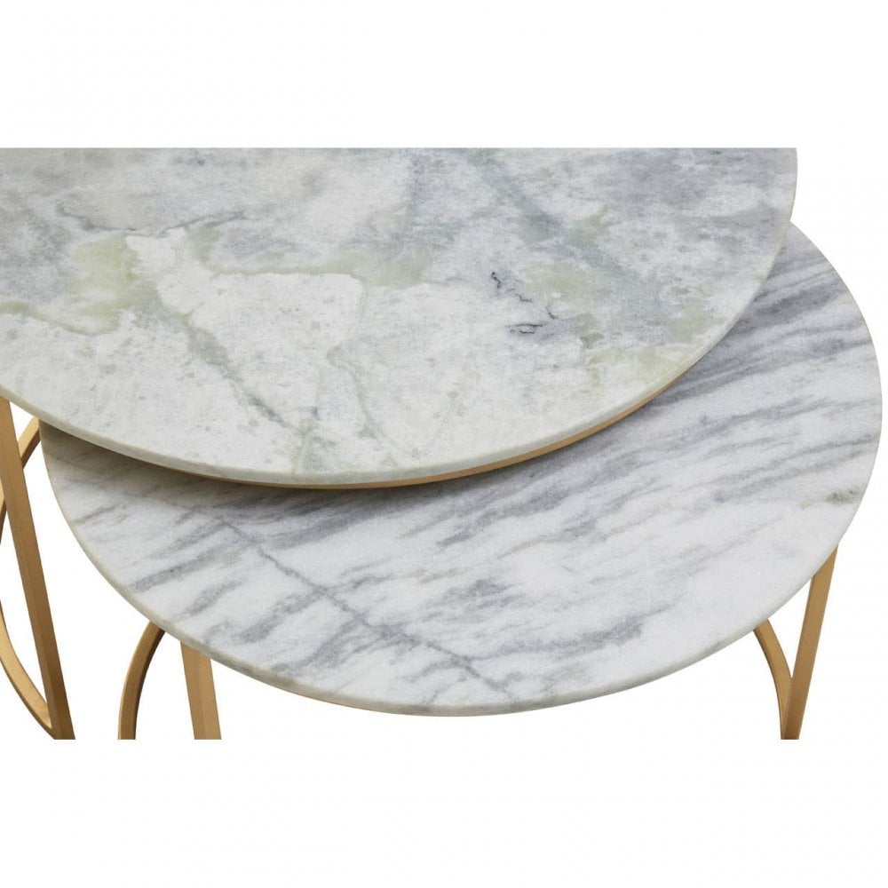 Aurelia Nest Of 2 White Marble Coffee Tables