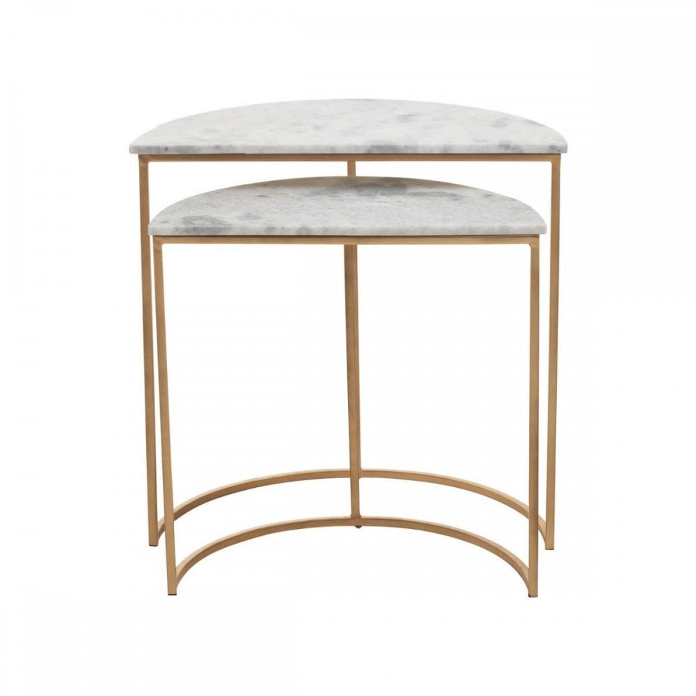 Aurelia Nest Of 2 White Marble Side Tables