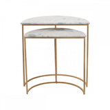 Aurelia Nest Of 2 White Marble Side Tables