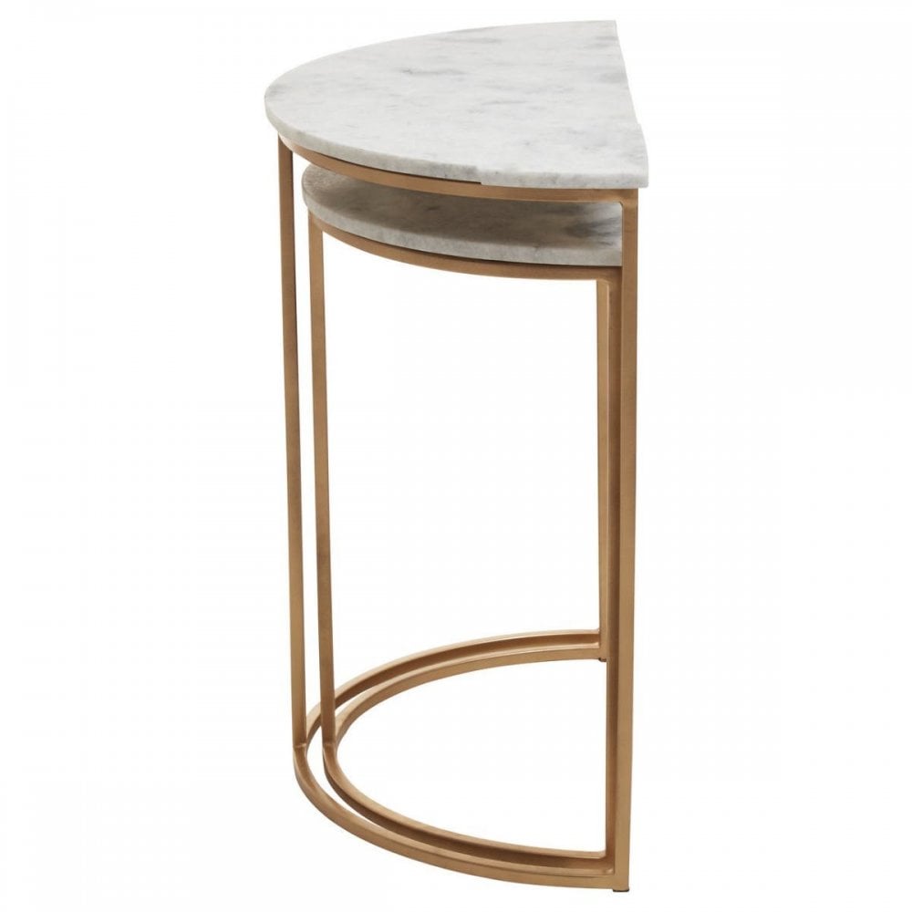 Aurelia Nest Of 2 White Marble Side Tables